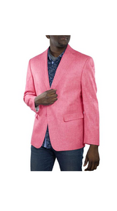 Men's Fuchsia One Ticket Pocket Summer Fabric Linen Fabric Blazer