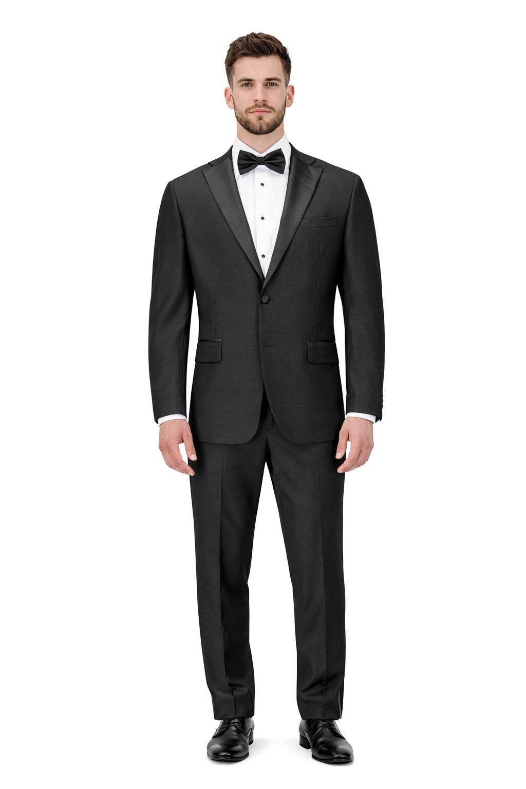 Mensusa Mens Tiglio Modern Fit Black Wool Tuxedo – Classic Satin Lapel Formal ...