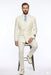 Tiglio Italian Suit - Real Wool Fabric Super 150's EST Off-White, Wide Leg Suit & Vest in Color Off-White
