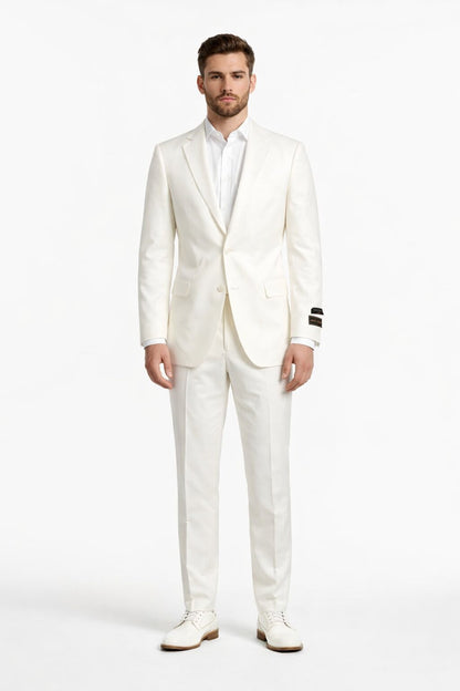 Novello Off-white, Modern Fit, Pure Wool Suit by Tiglio Luxe OFFWHITE