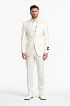 Novello Off-white, Modern Fit, Pure Wool Suit by Tiglio Luxe OFFWHITE