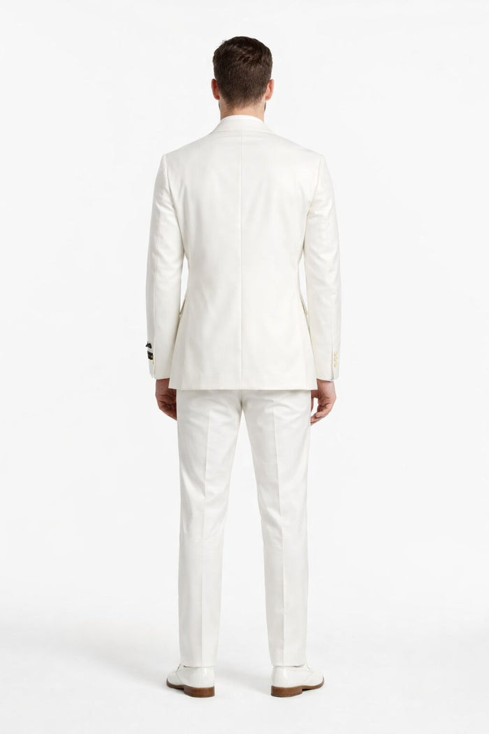 Novello Off-white, Modern Fit, Pure Wool Suit by Tiglio Luxe OFFWHITE