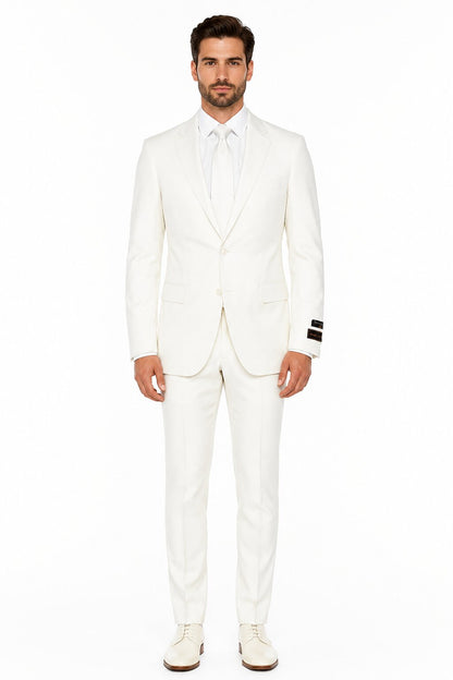 Novello Off-white, Modern Fit, Pure Wool Suit by Tiglio Luxe