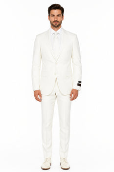 Novello Off-white, Modern Fit, Pure Wool Suit by Tiglio Luxe