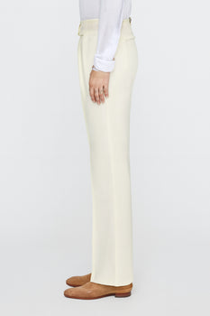 Tiglio Luxe Offwhite Semi-Wide Leg Wool Marbella Dress Pants