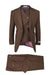 Tiglio Rosso Brand - Classic Suit Fit Pleated Pants Athletic Cut Real Wool Fabric Suit Peak Lapel in Color Brown Semi Wide leg Slack