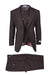 Tiglio Rosso Brand - Classic Suit Fit Pleated Pants Athletic Cut Real Wool Fabric Suit Peak Lapel Semi Wide leg Slack in Color Brown