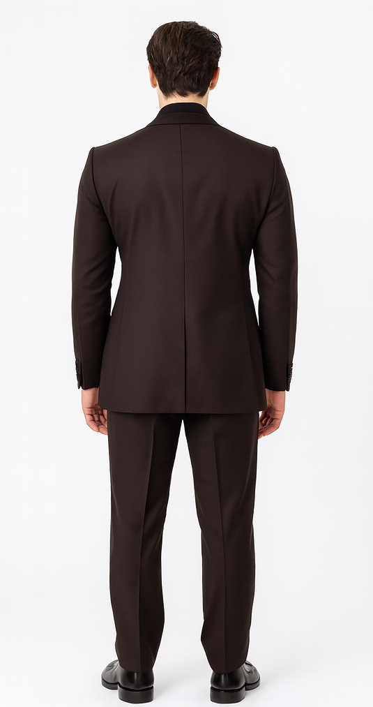 Tiglio Rosso Men’s Choclate Brown 3 Piece Suit –Double Breasted Vest with Classic Fit 100% Wool Super 150's Fabric - Pleated Pants