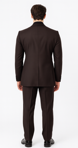 Tiglio Rosso Men’s Choclate Brown 3 Piece Suit –Double Breasted Vest with Classic Fit 100% Wool Super 150's Fabric - Pleated Pants