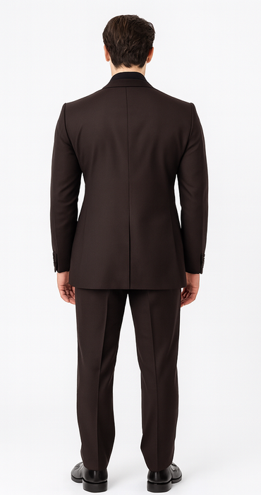 Tiglio Rosso Men’s Choclate Brown 3 Piece Suit –Double Breasted Vest with Classic Fit 100% Wool Super 150's Fabric - Pleated Pants