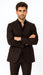 Tiglio Rosso Men’s Choclate Brown 3 Piece Suit –Double Breasted Vest with Classic Fit 100% Wool Super 150's Fabric - Pleated Pants