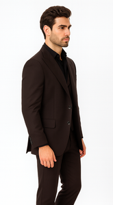 Tiglio Rosso Men’s Choclate Brown 3 Piece Suit –Double Breasted Vest with Classic Fit 100% Wool Super 150's Fabric - Pleated Pants