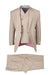 Tiglio Rosso Mens 3 Piece 100% Italian Wool Tan Suit – Classic Fit, Peak Lapel, Wide Leg Pants