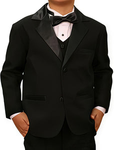 High Quality Solid Black Kids Sizes Tuxedo Formal Boys Suit Prefect for toddler Suit wedding attire outfit