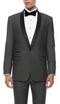 Men'S Reno 1-Button Shawl Slim Fit Tuxedo Grey