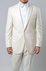 Men's Off White 1 Button Slim Fit Prom Suit