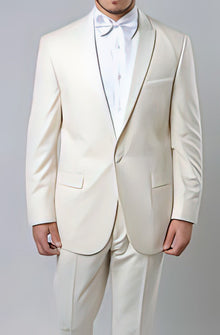 Men's Off White 1 Button Slim Fit Prom Suit