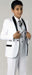 Boy's 1 Button Closure Shawl Lapel Fashion Two Tone Design White/Black 3 Piece Suit