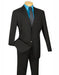 Men's Black Three Button Poly Poplin Fabric Pleated Pants Suit