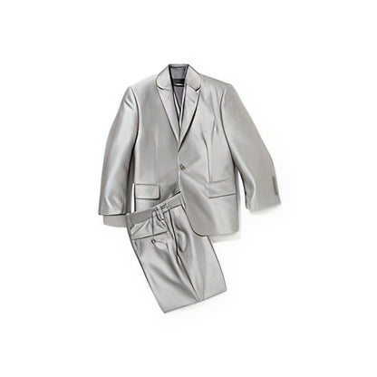 Mens Sharkskin Suits Men'S Shiny Silver Grey Sharkskin Boys Kids Youth 3 Piece Premium Suit Perfect For Toddler Suit Wedding Attire Outfits