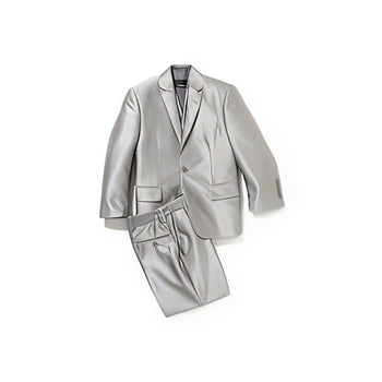 Mens Sharkskin Suits Men'S Shiny Silver Grey Sharkskin Boys Kids Youth 3 Piece Premium Suit Perfect For Toddler Suit Wedding Attire Outfits