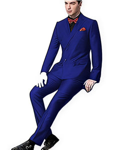 Ultra Slim Fit Double Breasted Sapphire Suit - Narrow Leg Pants - Gucci Cut - Tapered Jacket