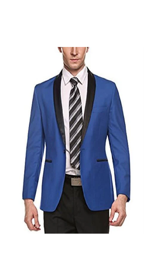 Men's Light Blue Besom Front Pocket Long Sleeve Blazer