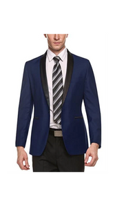 Alberto Nardoni Brand Men'S Dark Blue Shawl Lapel 1 Button Slim Fit Stylish Casual Business Blazers