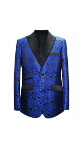 Men's Royal Blue Paisley Pattern  Blazer