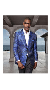 Cool Party Printed Summer Christmas Cheap Priced Casual Blazer Pattenred Jacket For Men Royal Blue