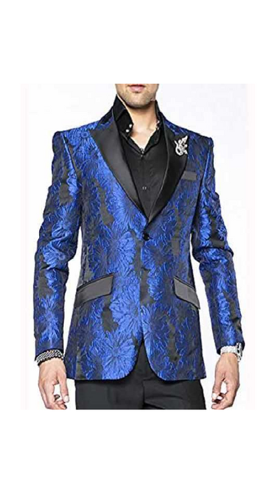 Men's Blue One Chest Pocket Two Button Slim Fit Suit