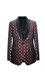 Alberto Nardoni Brand Men'S Polka Dot Pattern~ Fashion Prom / Fashion Matching Fashion Bow Tie Shawl Lapel Burgundy Sport Coat Blazer Free Matching Bowtie