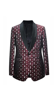 Alberto Nardoni Brand Men'S Polka Dot Pattern~ Fashion Prom / Fashion Matching Fashion Bow Tie Shawl Lapel Burgundy Sport Coat Blazer Free Matching Bowtie