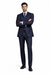 Tone on Tone Shadow Stripe Athletic Cut Classic Suits Men's suit  Classic Relax Fit Pleated Pants 19 Inch Bottom Dark Navy