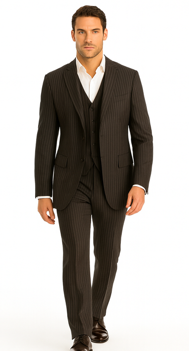 Tony Montana Costume - Black Pinstripe Vested Suit
