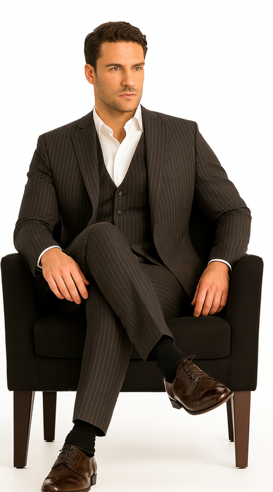 Tony Montana Costume - Black Pinstripe Vested Suit