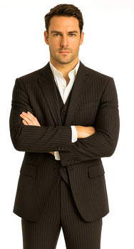 Tony Montana Costume - Black Pinstripe Vested Suit