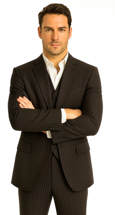 Tony Montana Costume - Black Pinstripe Vested Suit