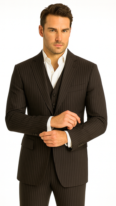 Tony Montana Costume - Black Pinstripe Vested Suit