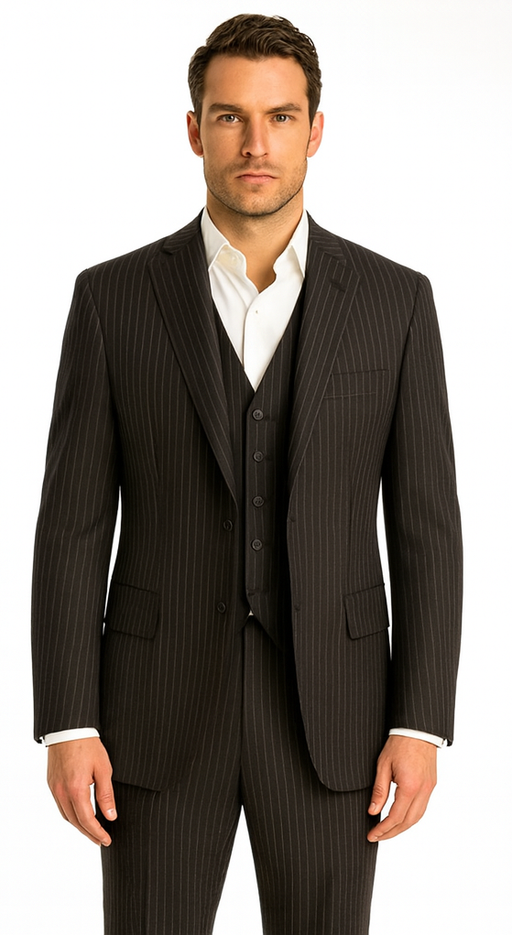 Tony Montana Costume - Black Pinstripe Vested Suit