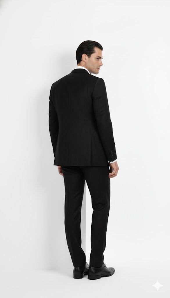 Vitali Suit Black One Chest Pocket Scarface Suit