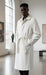Topcoat - Falcone Mens Winter White Belted Top Coat Wool Full Length