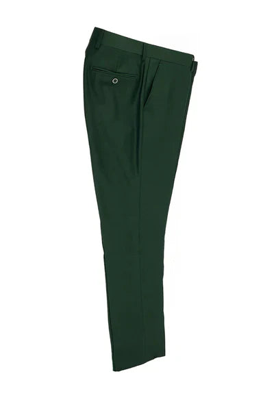 slim fit dress slacks Monte Green Plain Front Pants