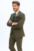 SKU#JA60784 Groomsmen Tweed Suit - Green Herringbone Western Suit - Traje Para Hombre