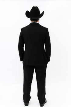 Western Suit - Trajes Para Hombres - Cowboy Formal Attire - Trajes De Novio - Two Button Peak Western Black