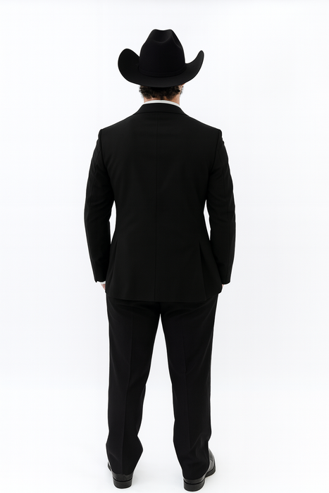Western Suit - Trajes Para Hombres - Cowboy Formal Attire - Trajes De Novio - Two Button Peak Western Black
