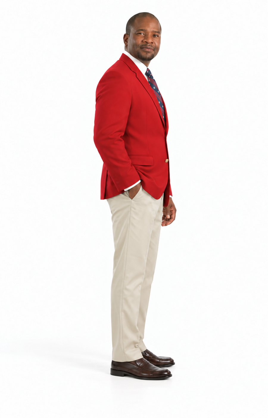 Travel Brass Buttons Cloth Men'S RED 2 Button Sport Coats / Cheap Priced Blazer Jacket For Men Excellent Quality