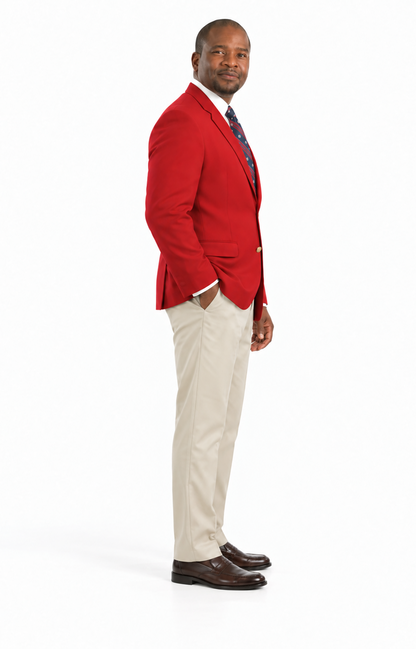 Travel Brass Buttons Cloth Men'S RED 2 Button Sport Coats / Cheap Priced Blazer Jacket For Men Excellent Quality