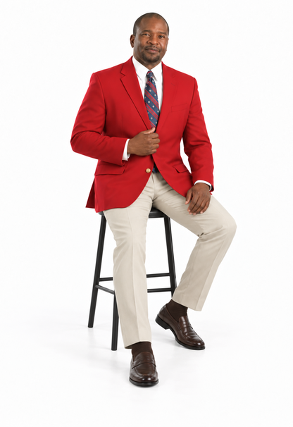 Travel Brass Buttons Cloth Men'S RED 2 Button Sport Coats / Cheap Priced Blazer Jacket For Men Excellent Quality