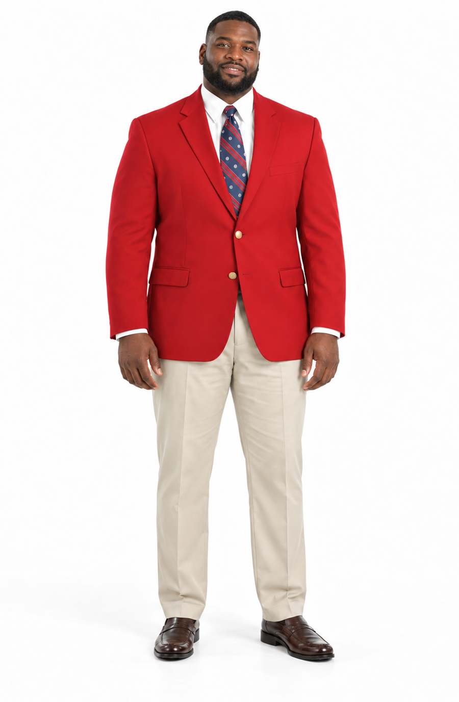 Travel Brass Buttons Cloth Men'S RED 2 Button Sport Coats / Cheap Priced Blazer Jacket For Men Excellent Quality